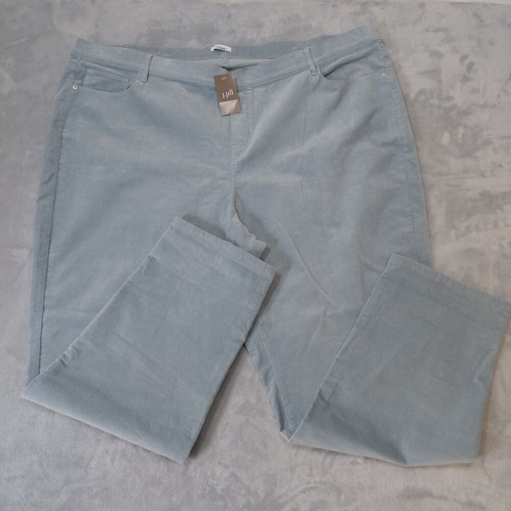 NWT J. Jill Corduroy Pants Womens 4X Dust Blue Straight Leg Stretch $99